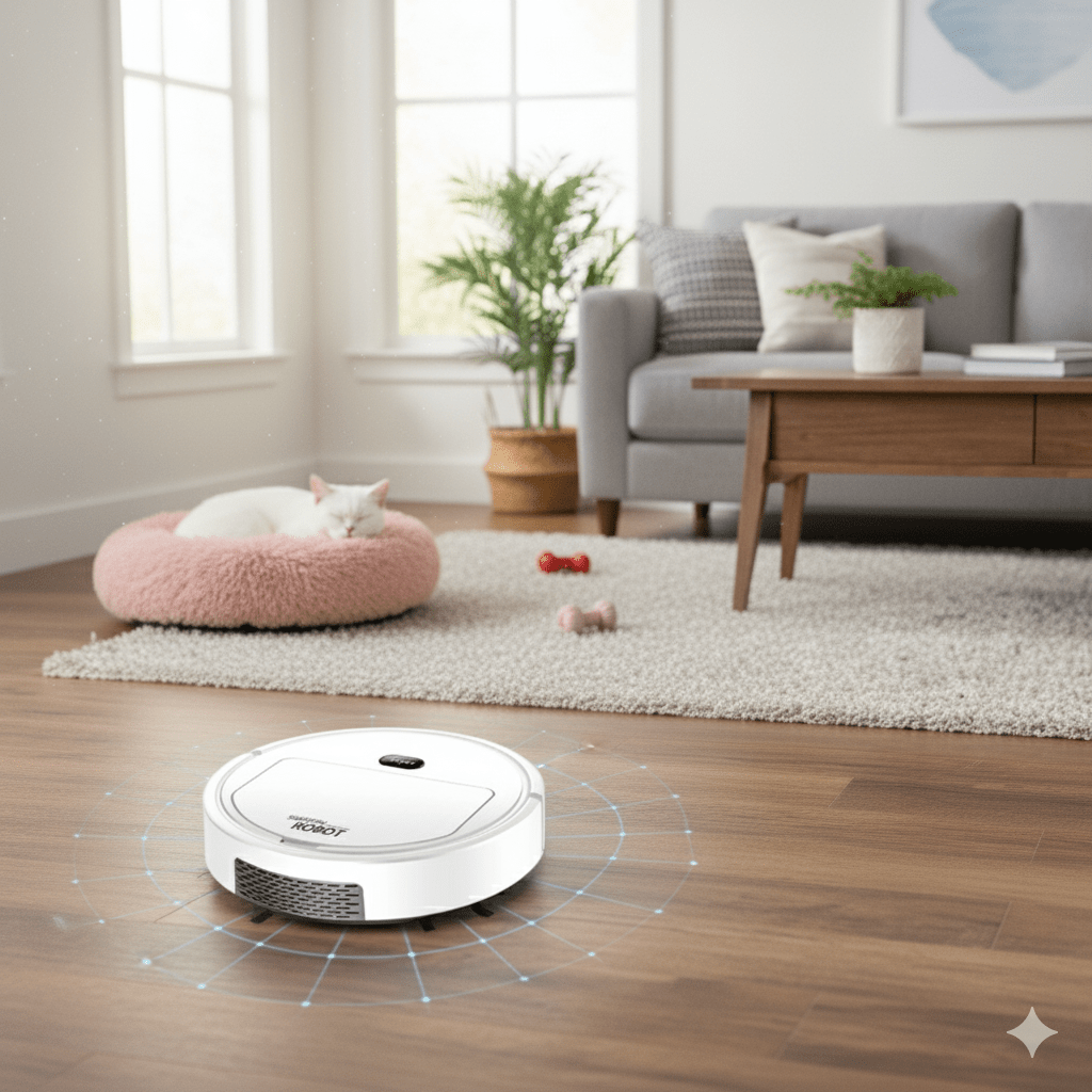 Intelligent robotstøvsuger med ultrastøjsvag rengøring og HEPA-filtrering