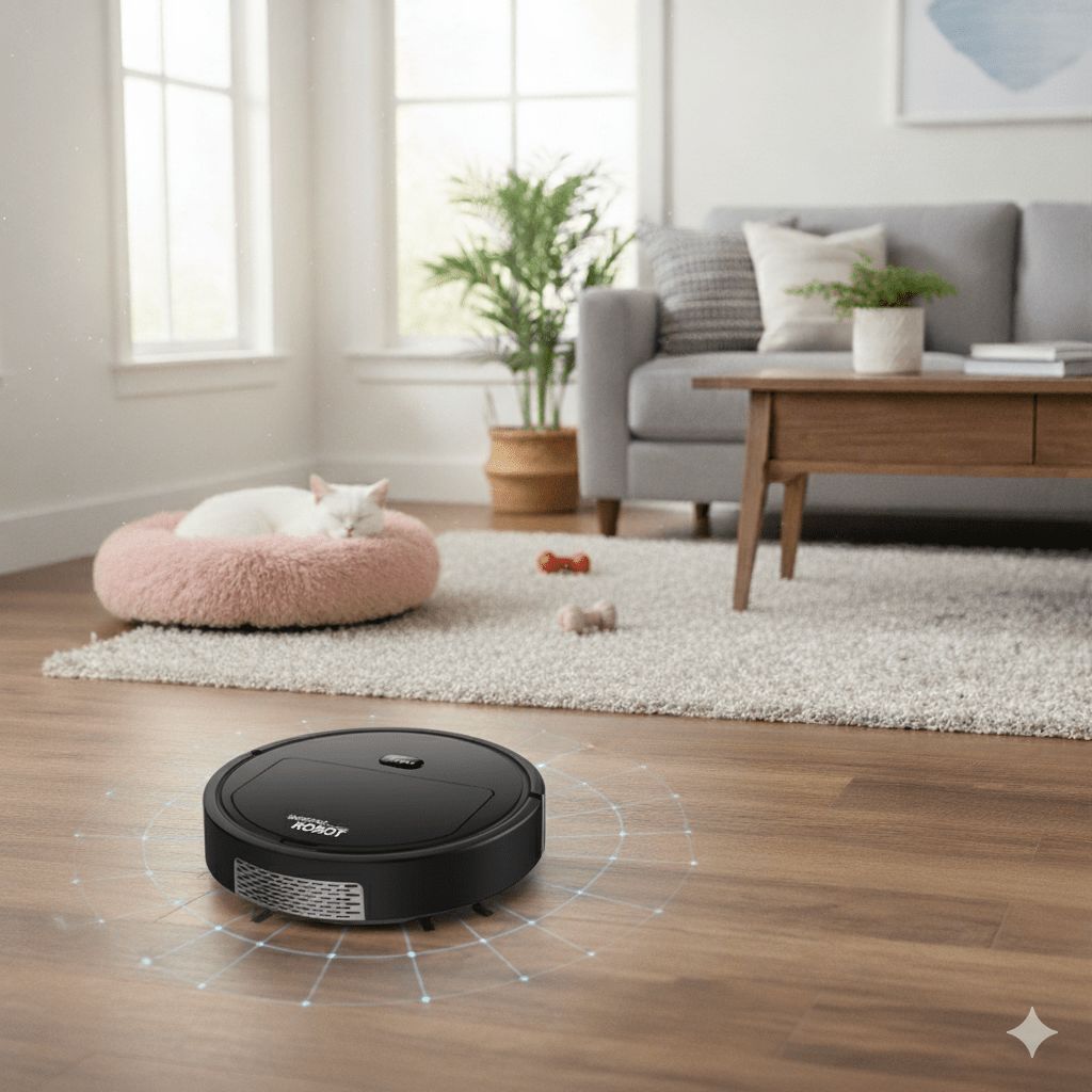 Intelligent robotstøvsuger med ultrastøjsvag rengøring og HEPA-filtrering
