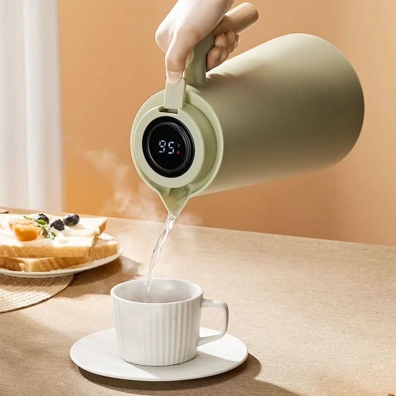 Isoleret termokande i rustfrit stål med termometer – elegant og funktionel 1 L