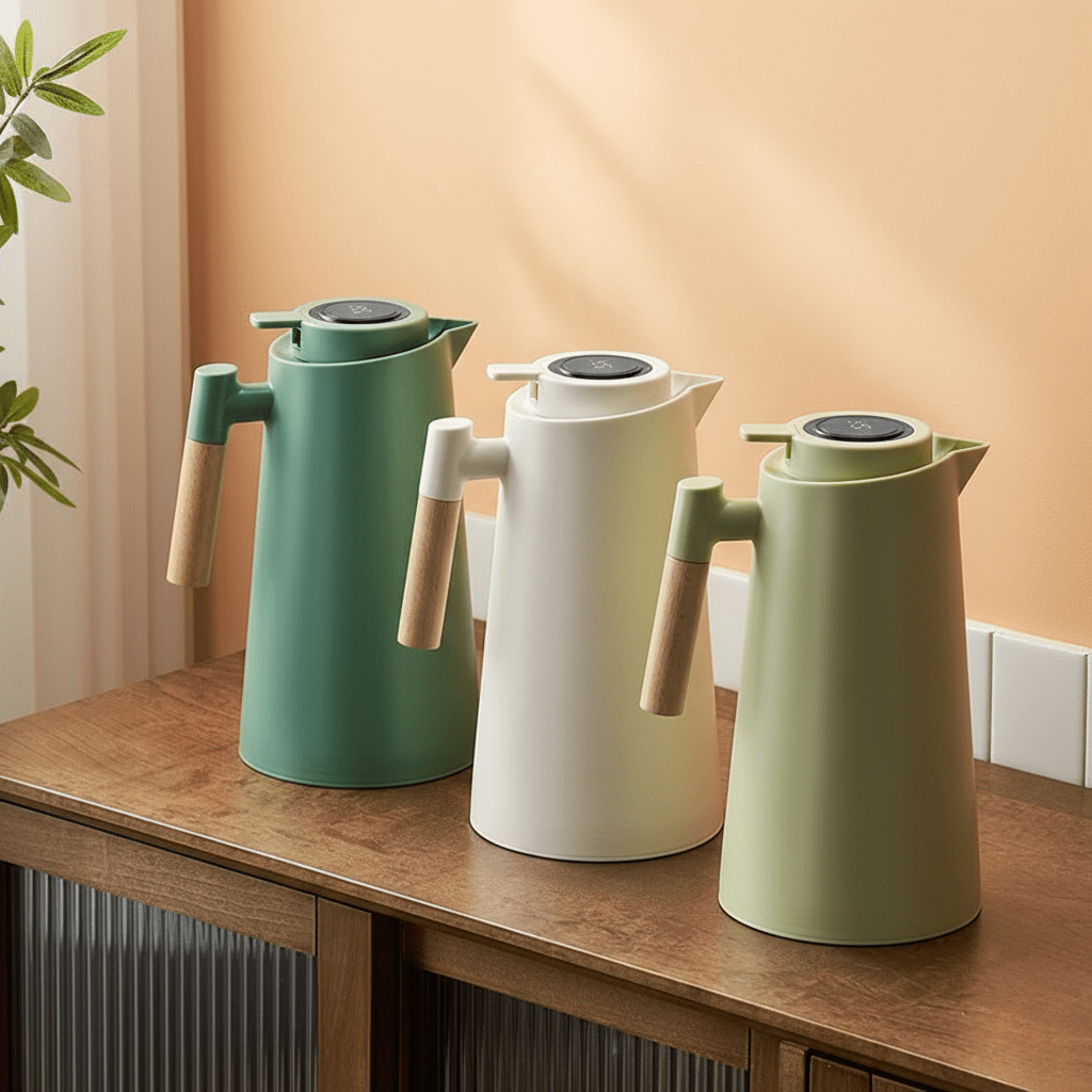 Isoleret termokande i rustfrit stål med termometer – elegant og funktionel 1 L