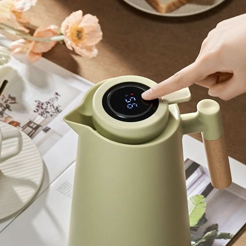 Isoleret termokande i rustfrit stål med termometer – elegant og funktionel 1 L