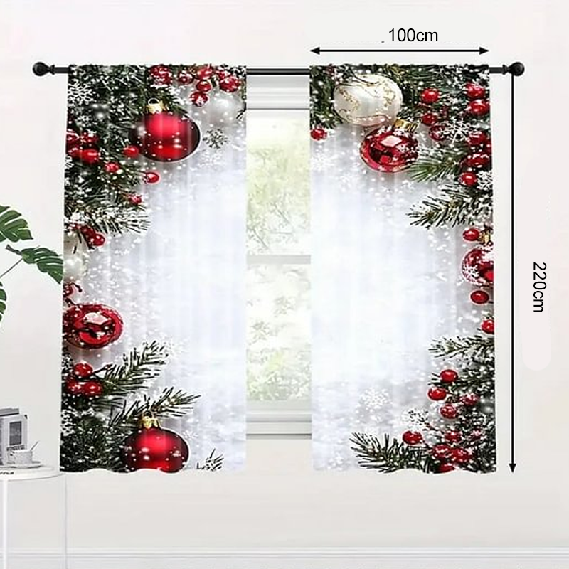 Julegardinsæt med festligt polyesterdesign