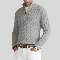 Kabelstrikket herresweater med quarter-zip