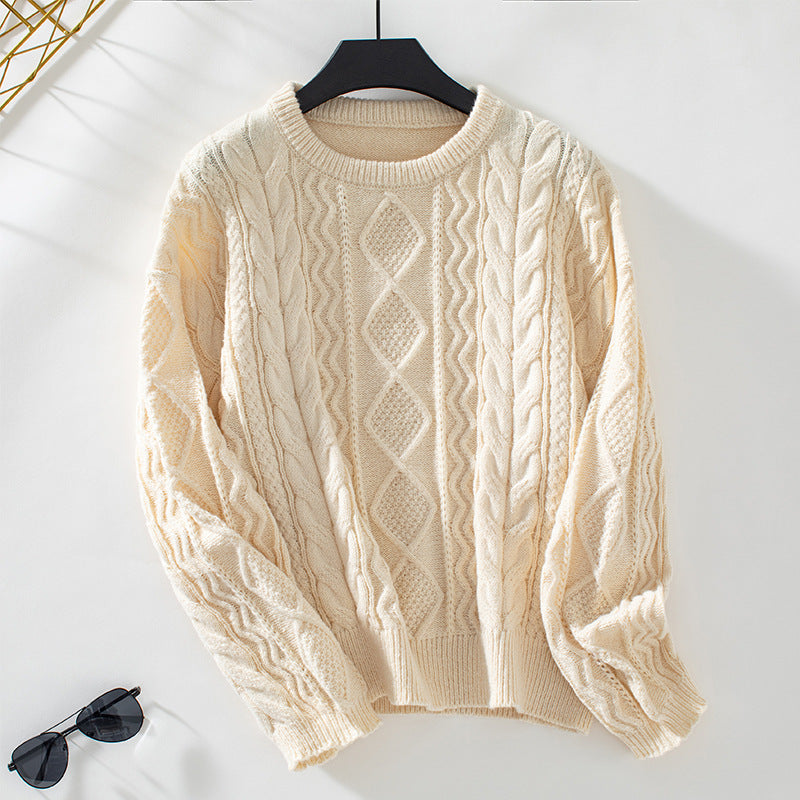 Kabelstrikket langærmet sweater til damer