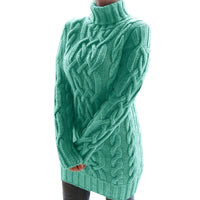 Kabelstrikket sweaterkjole med rullekrave til damer