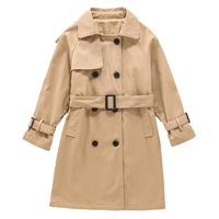Klassisk brun langærmet trenchcoat til børn