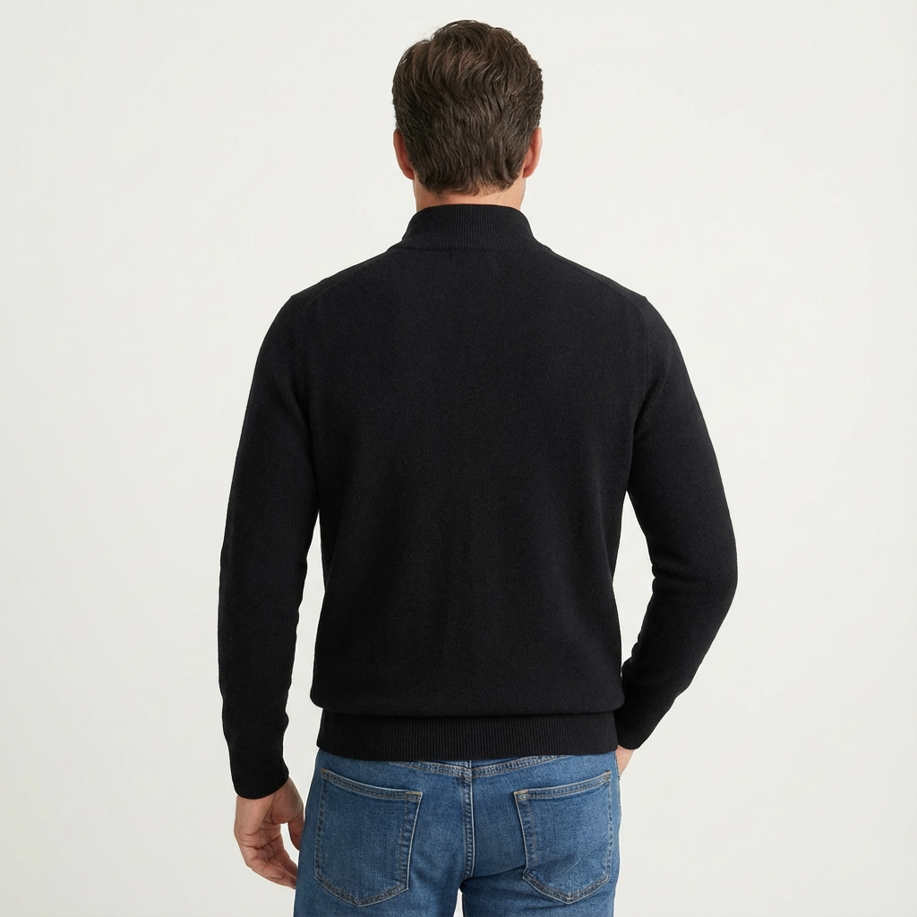Klassisk herrestriktrøje med kort lynlås – Alsidig smart-casual pullover