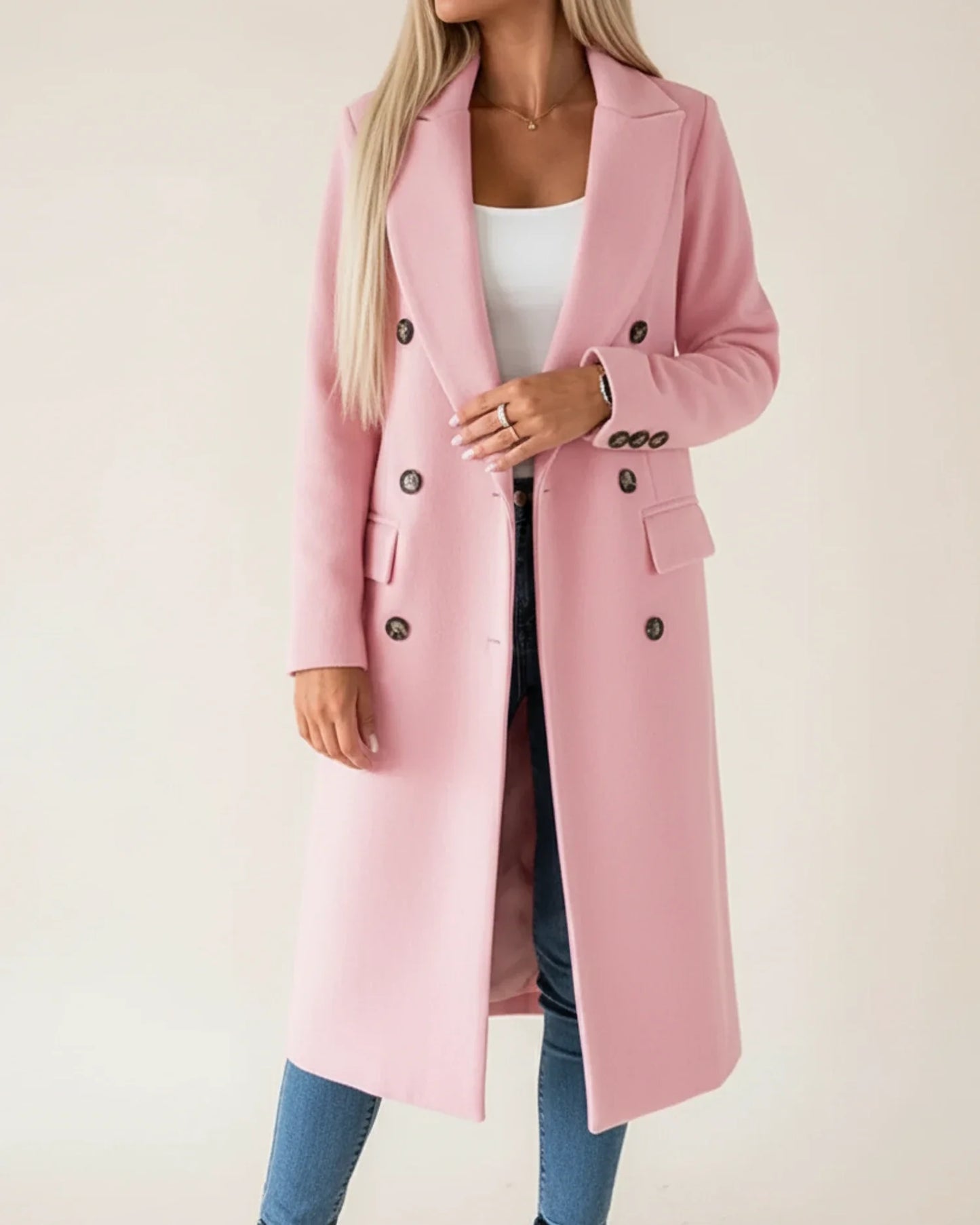 Klassisk lang trenchcoat til damer