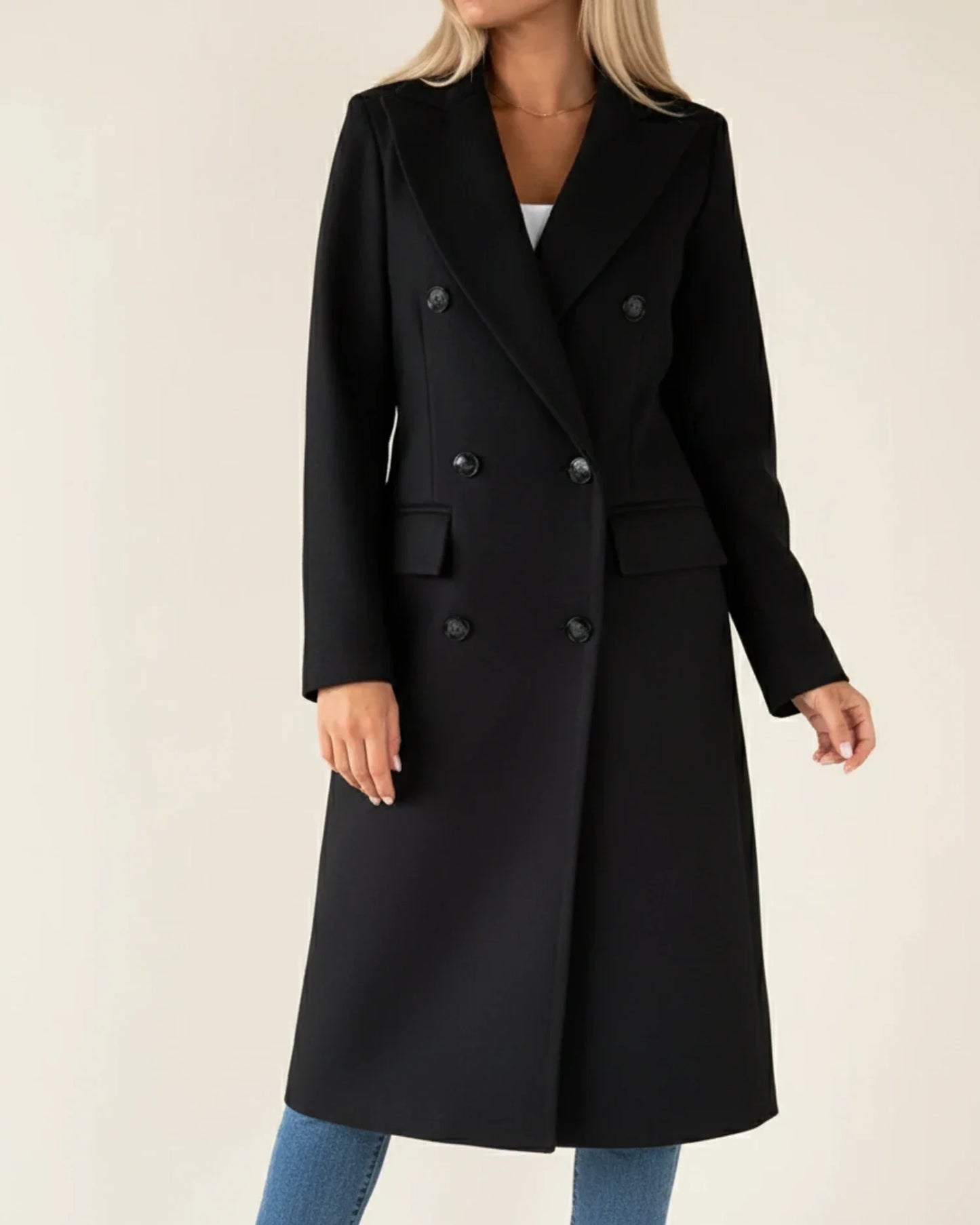Klassisk lang trenchcoat til damer