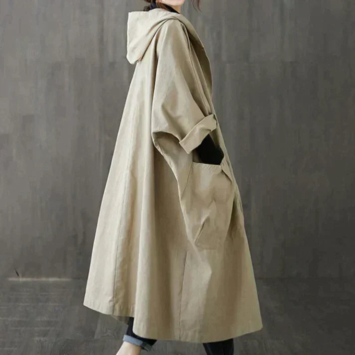 Klassisk oversized trenchcoat med bælte til kvinder