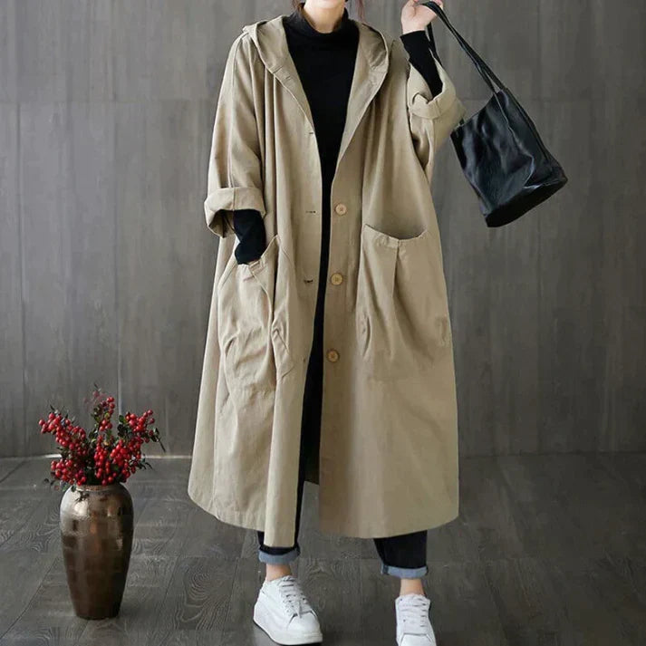 Klassisk oversized trenchcoat med bælte til kvinder