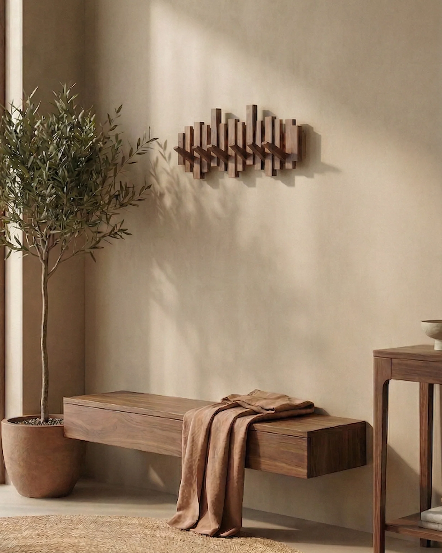 Knagerække i pianostil - Valnød/Bøg - Elegant design