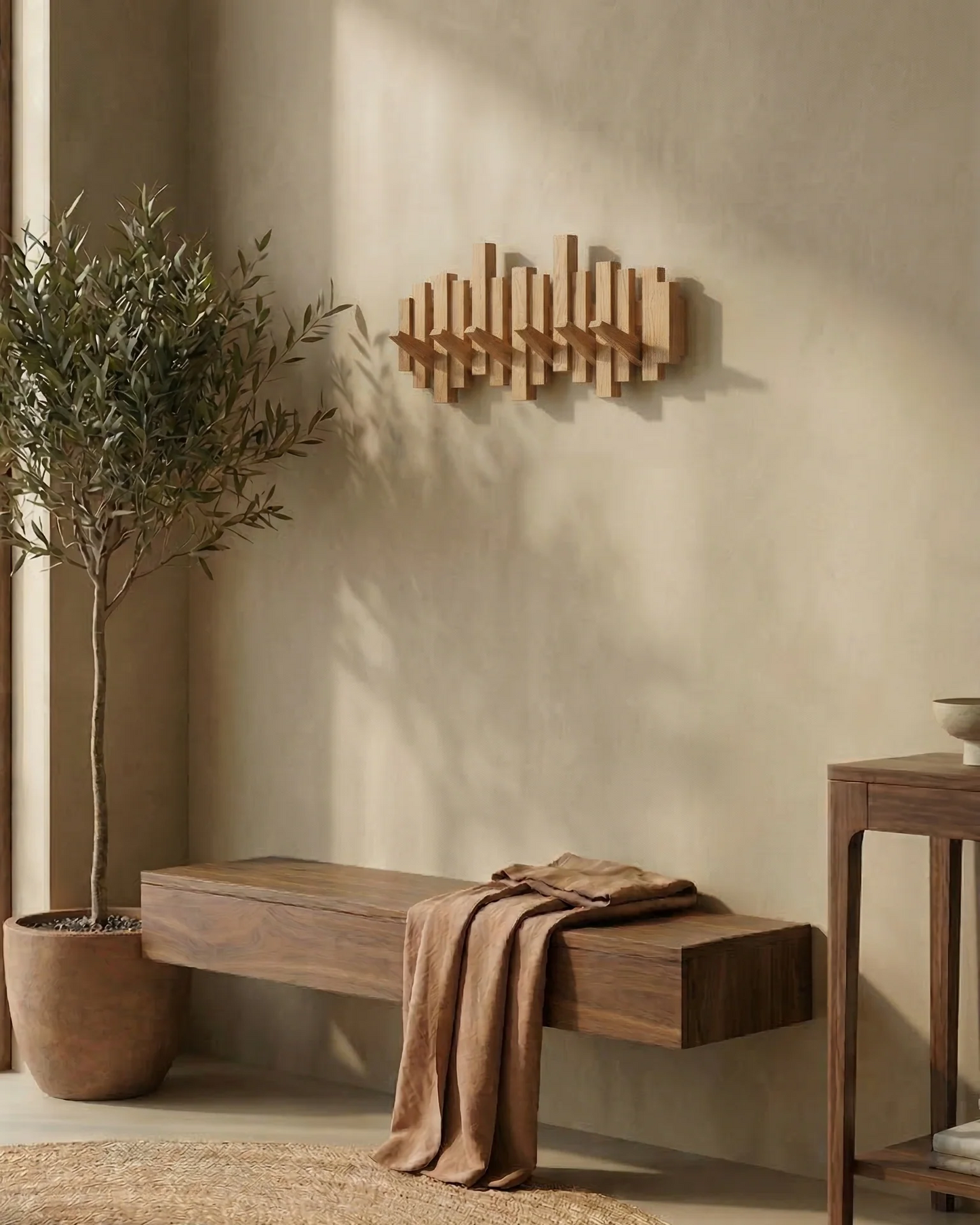 Knagerække i pianostil - Valnød/Bøg - Elegant design