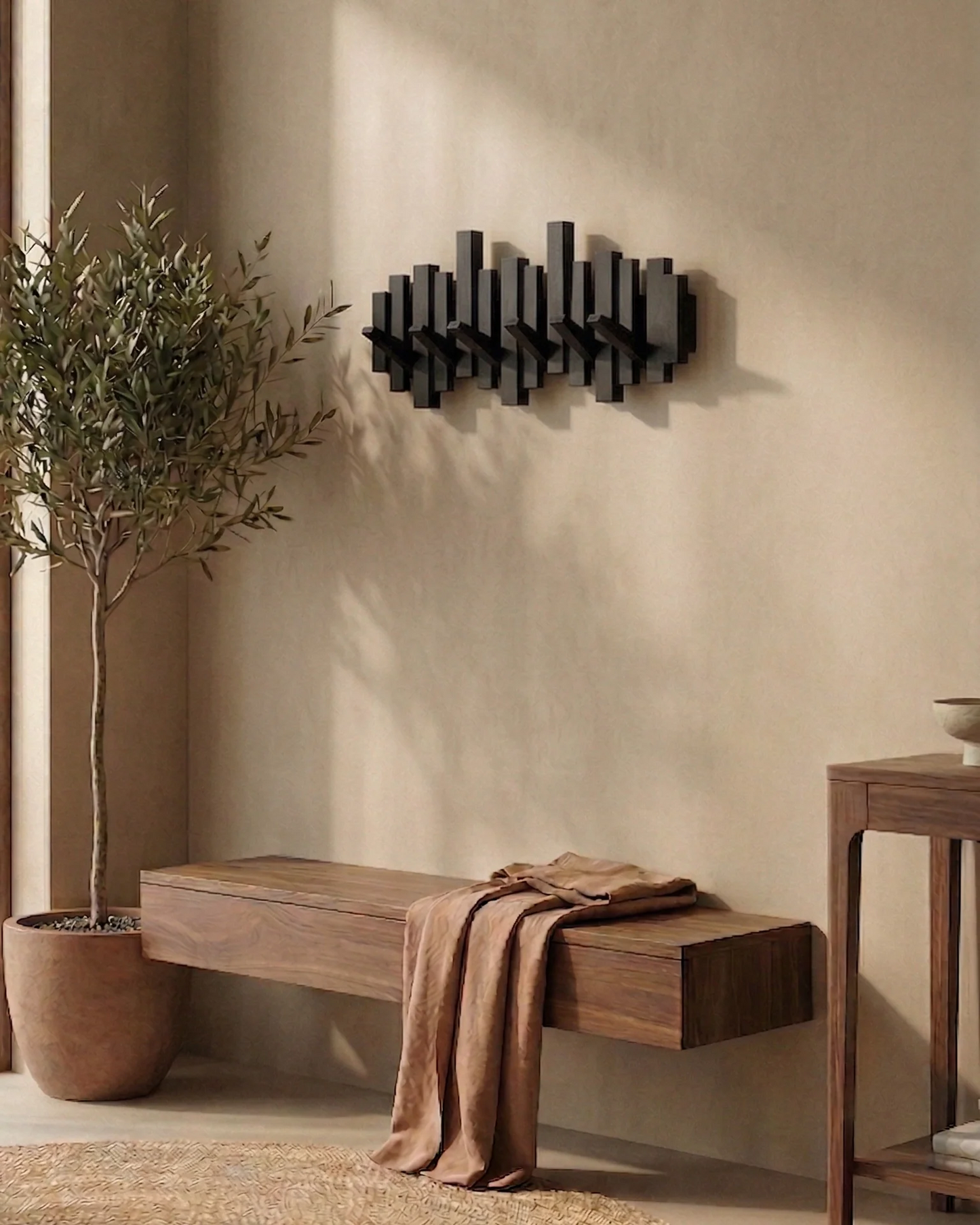 Knagerække i pianostil - Valnød/Bøg - Elegant design