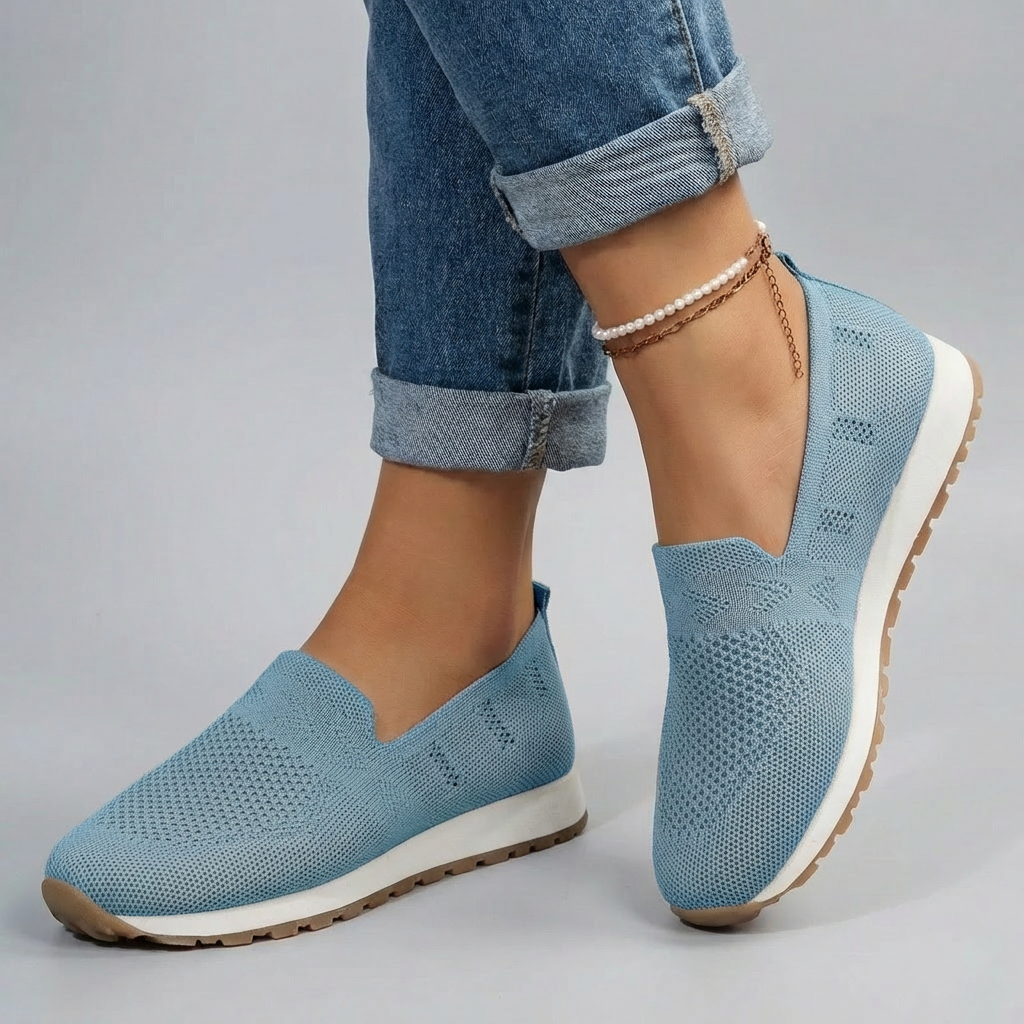 Komfortable strikkede slip-on sneakers med svangstøtte