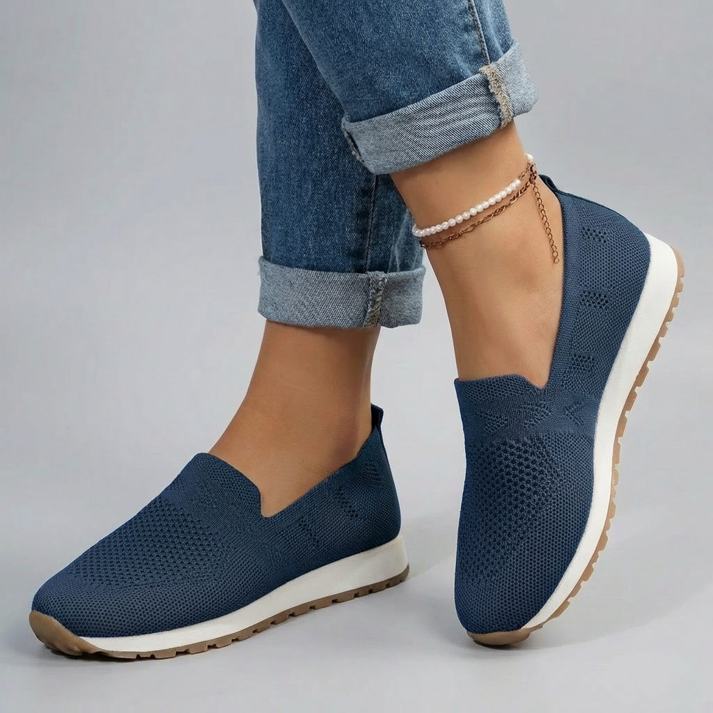 Komfortable strikkede slip-on sneakers med svangstøtte