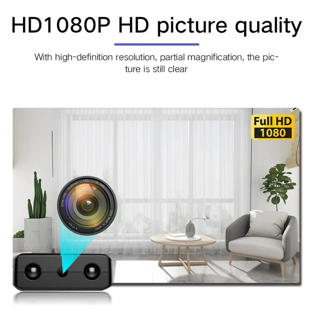 Kompakt mikro-HD WiFi-kamera med lyd og nattesyn