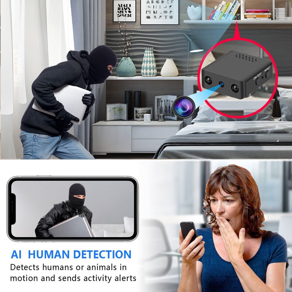 Kompakt mikro-HD WiFi-kamera med lyd og nattesyn