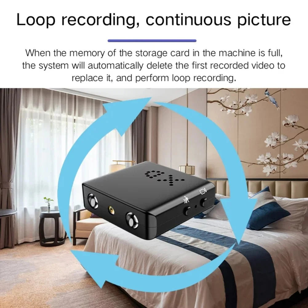 Kompakt mikro-HD WiFi-kamera med lyd og nattesyn