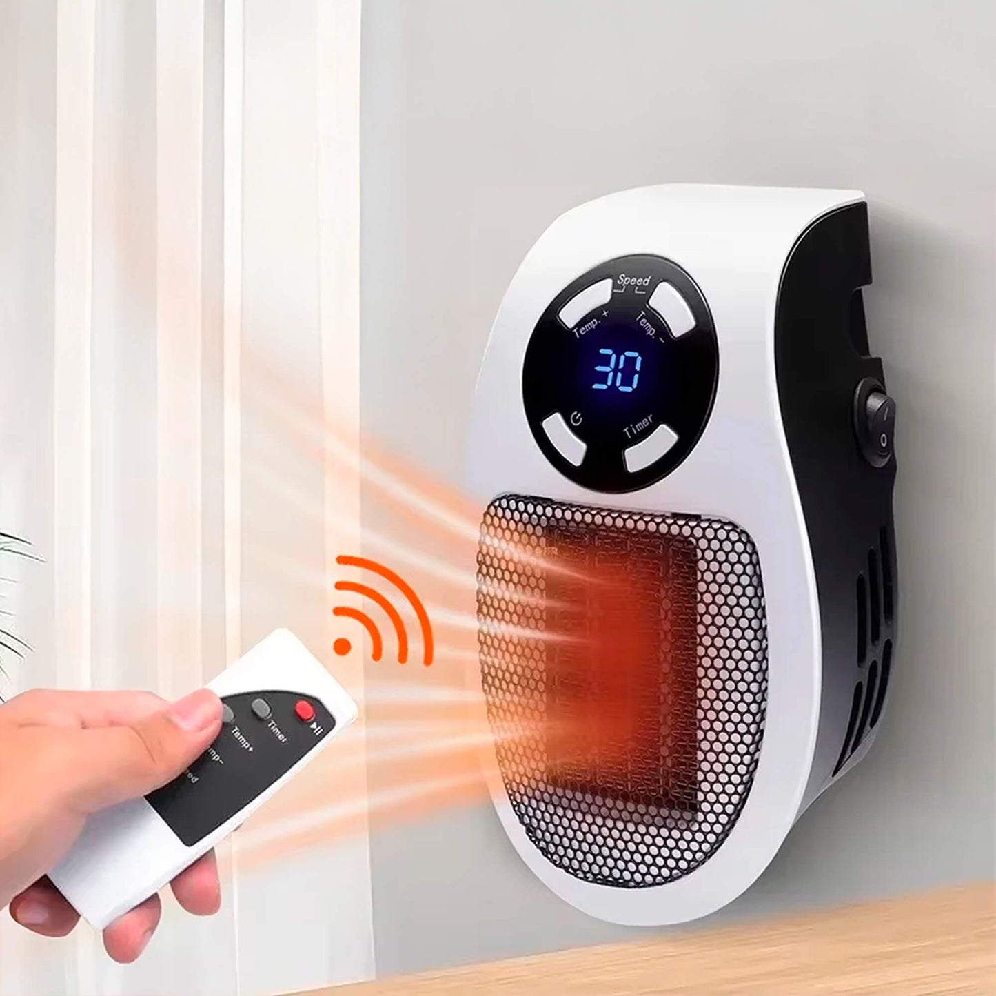 Kompakt USB-varmeblæser til stikkontakt i lavwatt-design