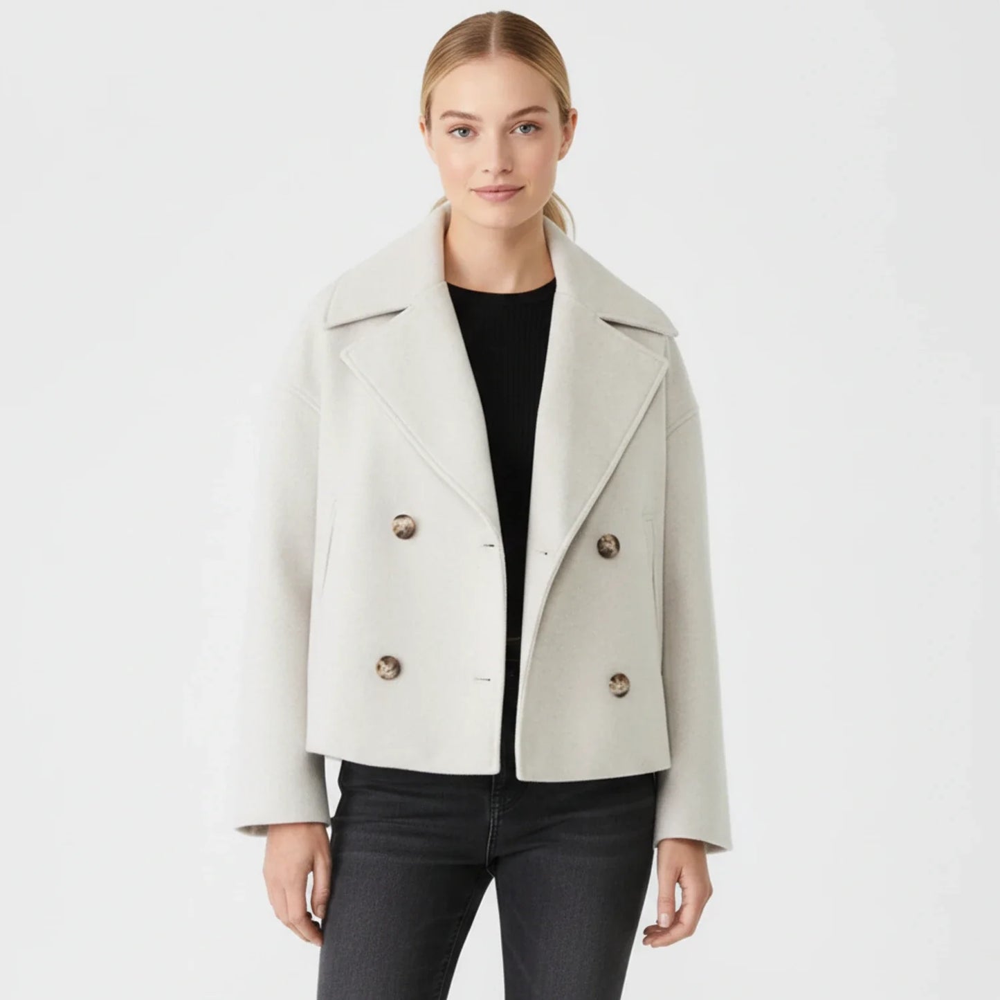 Kort peacoat i trench-stil til damer