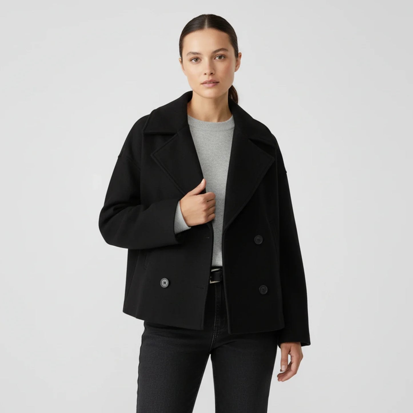 Kort peacoat i trench-stil til damer