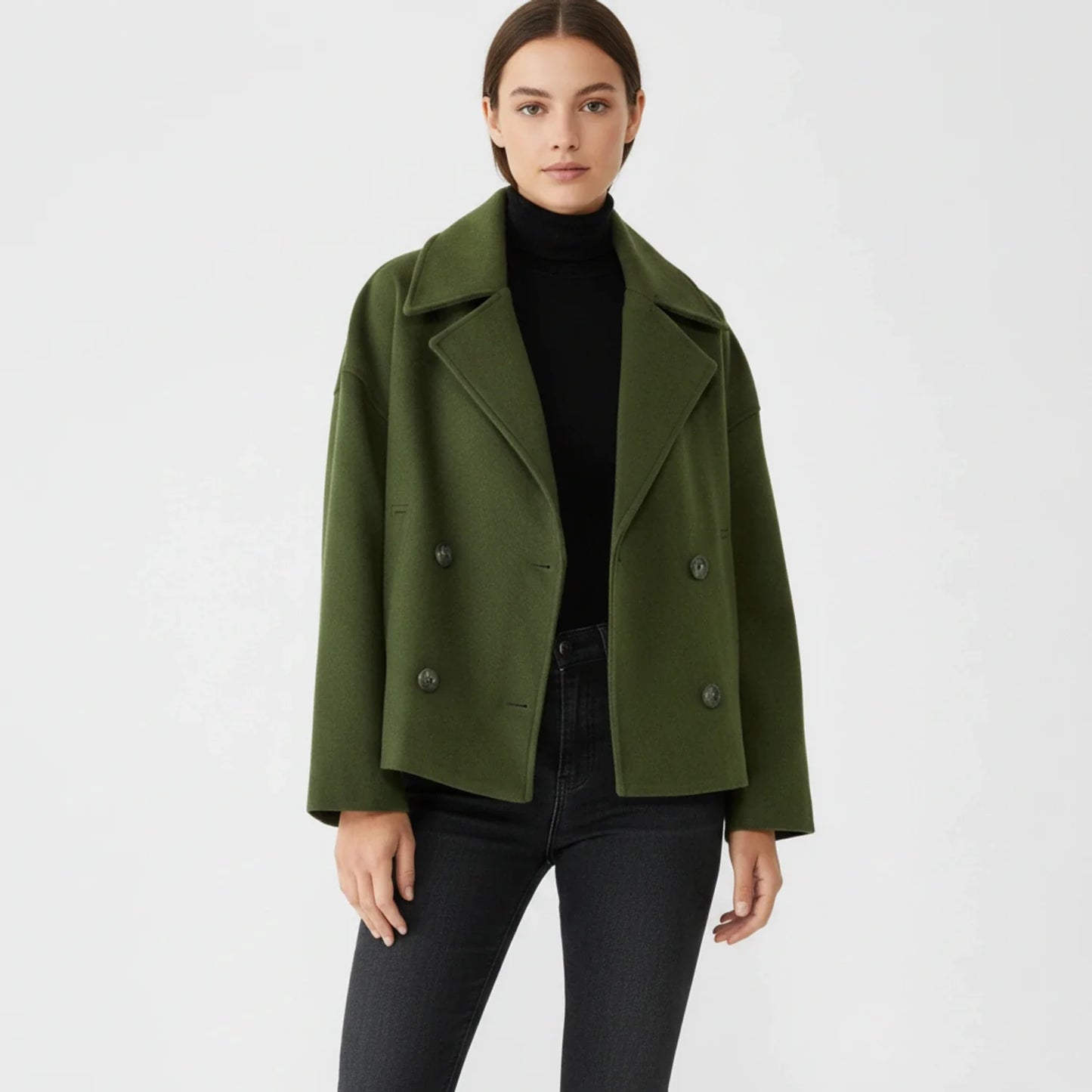 Kort peacoat i trench-stil til damer