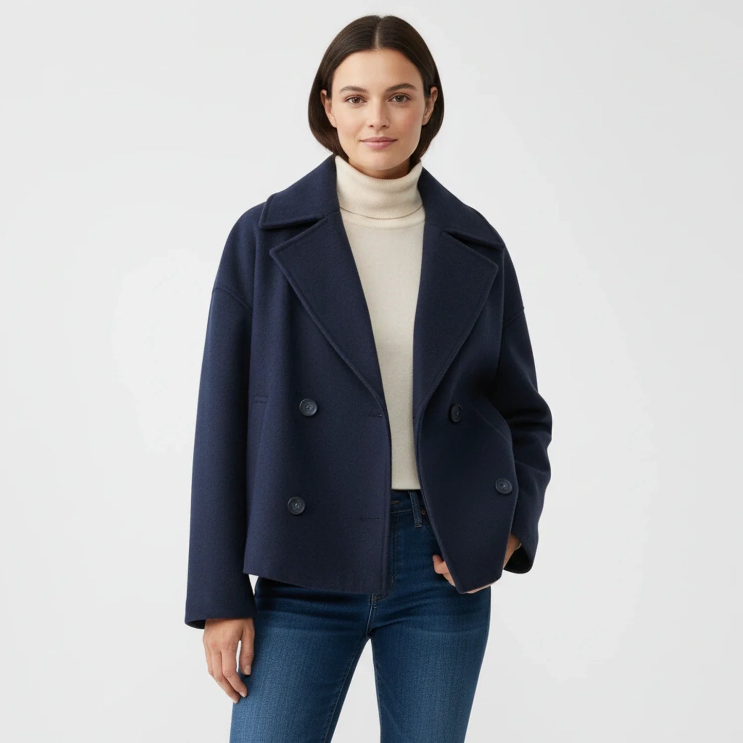 Kort peacoat i trench-stil til damer