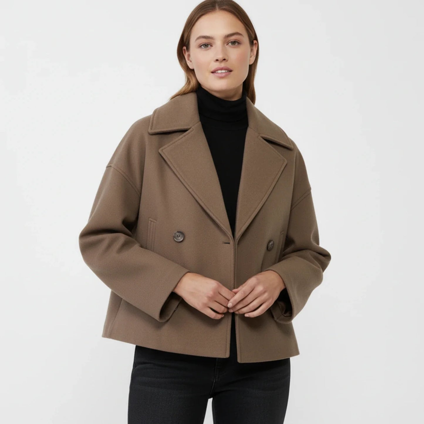 Kort peacoat i trench-stil til damer