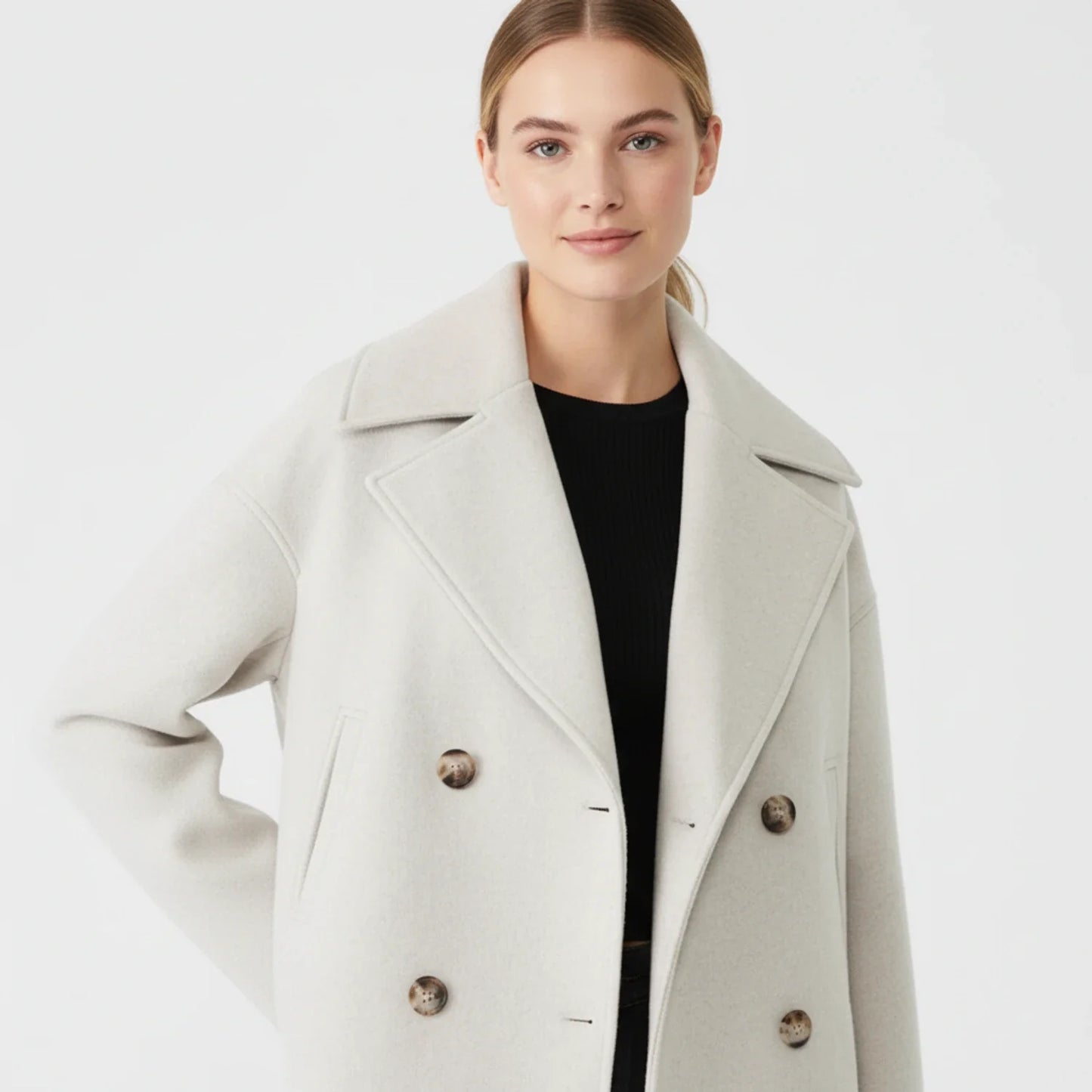Kort peacoat i trench-stil til damer