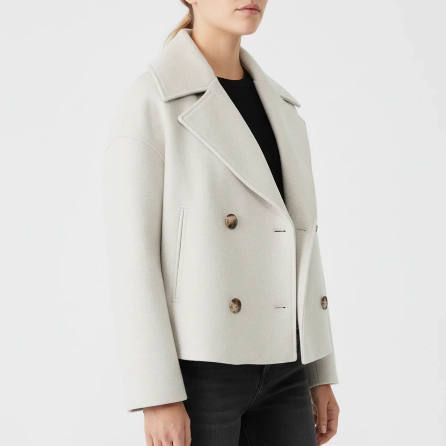 Kort peacoat i trench-stil til damer