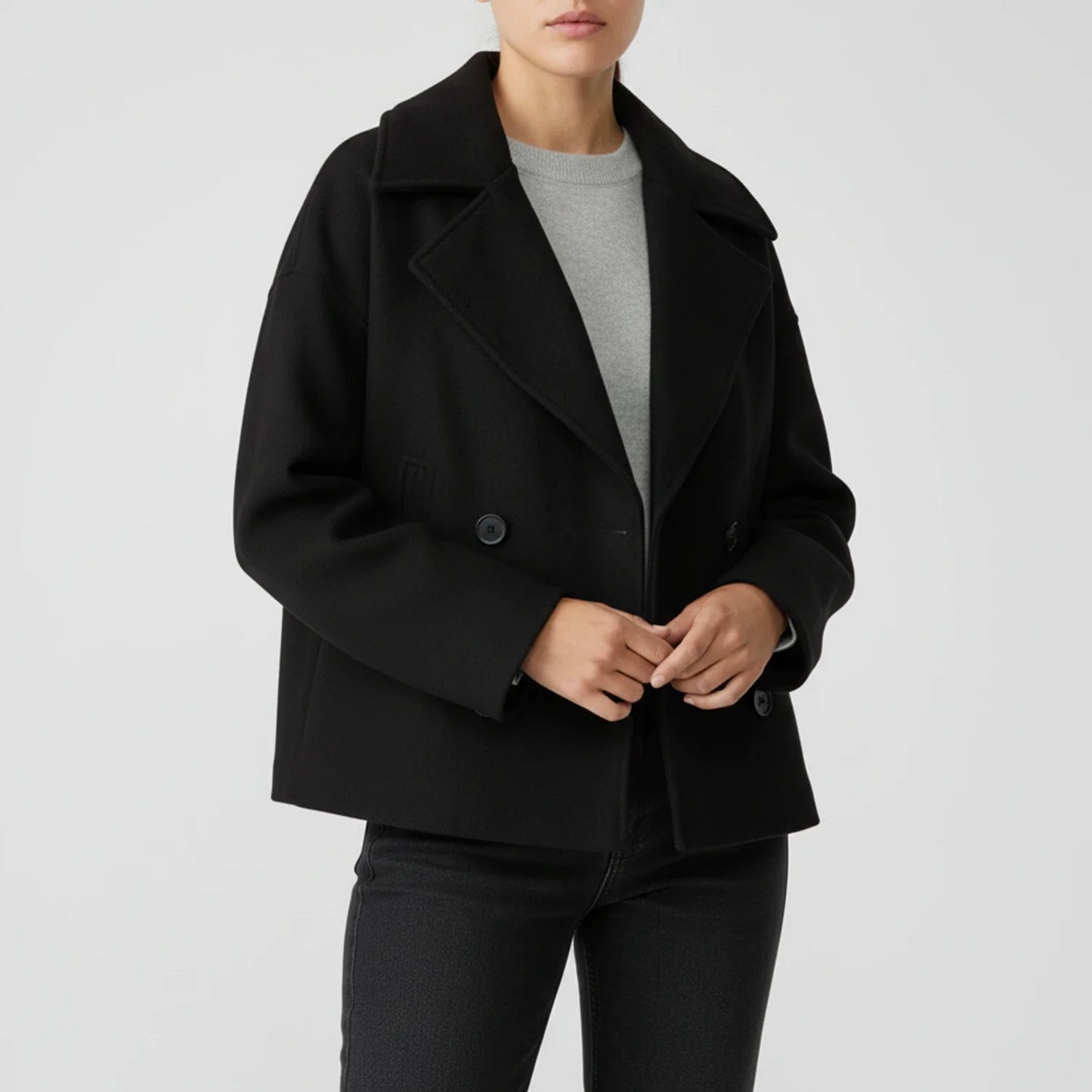 Kort peacoat i trench-stil til damer