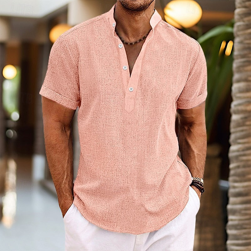 Kortærmet Henley-T-shirt til herrer