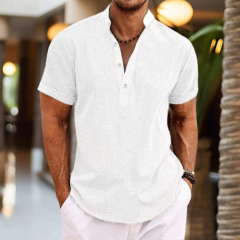 Kortærmet Henley-T-shirt til herrer