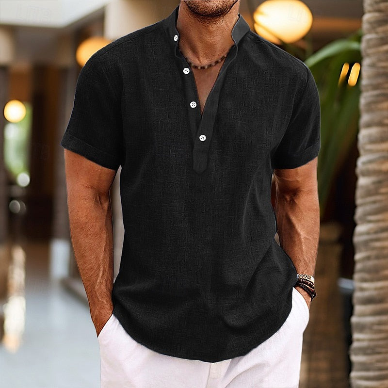 Kortærmet Henley-T-shirt til herrer