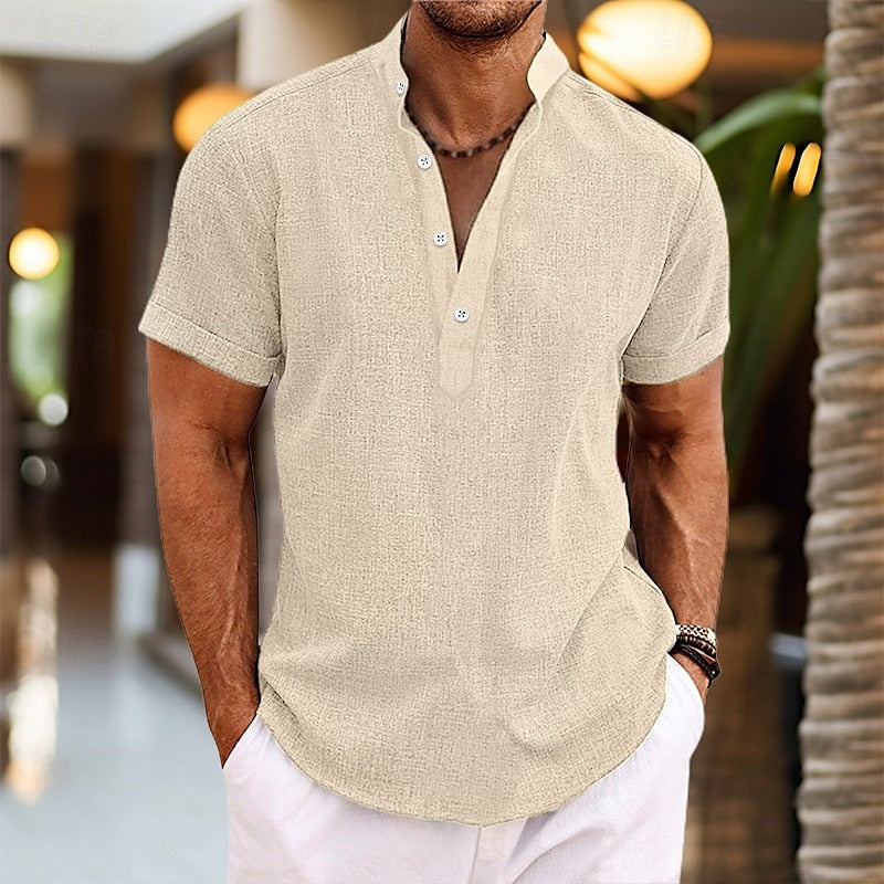 Kortærmet Henley-T-shirt til herrer