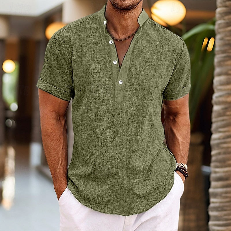 Kortærmet Henley-T-shirt til herrer