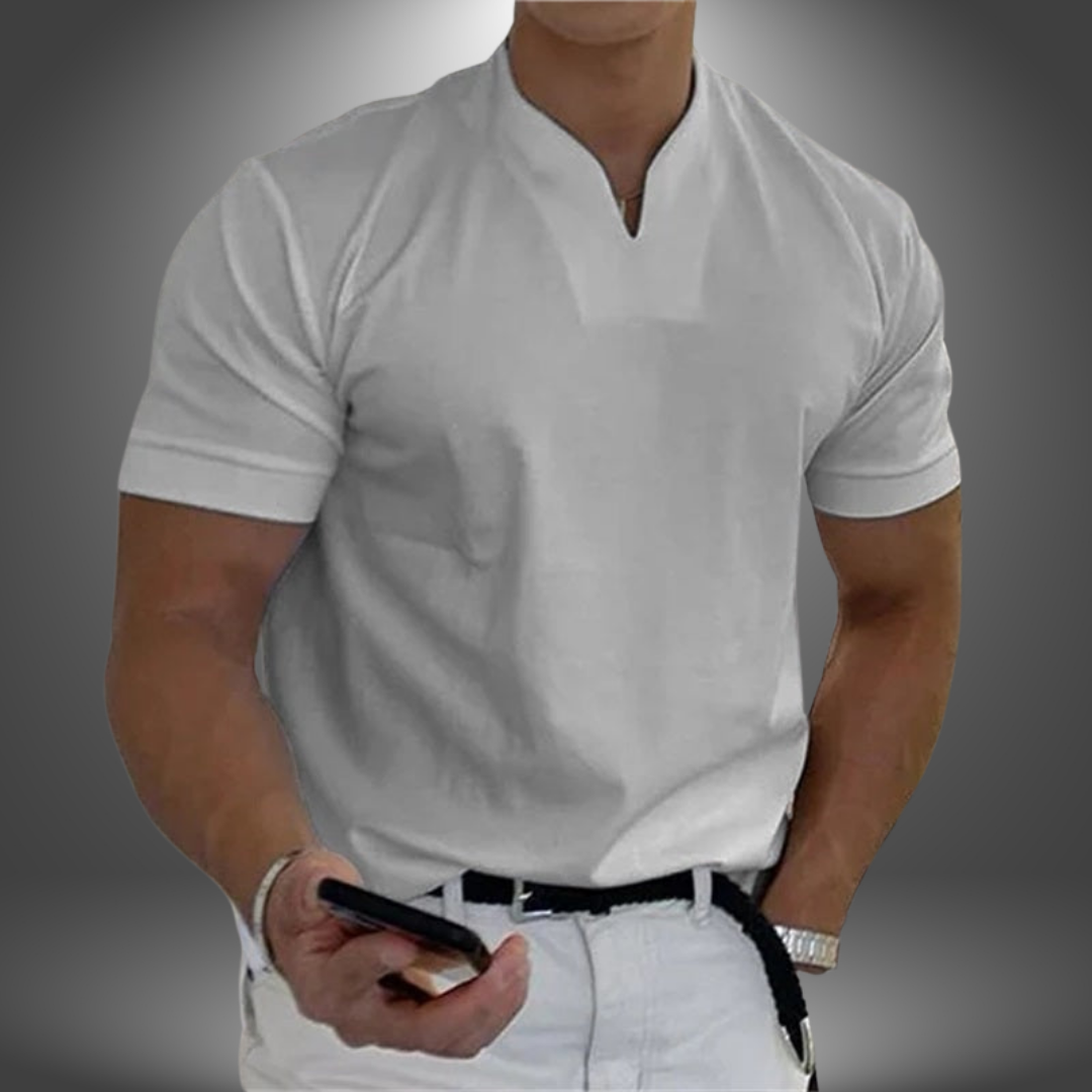 Kortærmet herre-T-shirt med V-udskæring