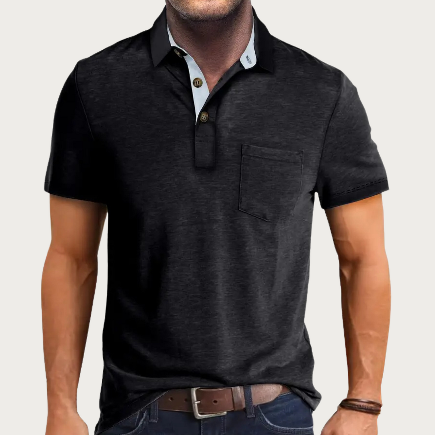 Kortærmet herrepoloshirt med brystlomme