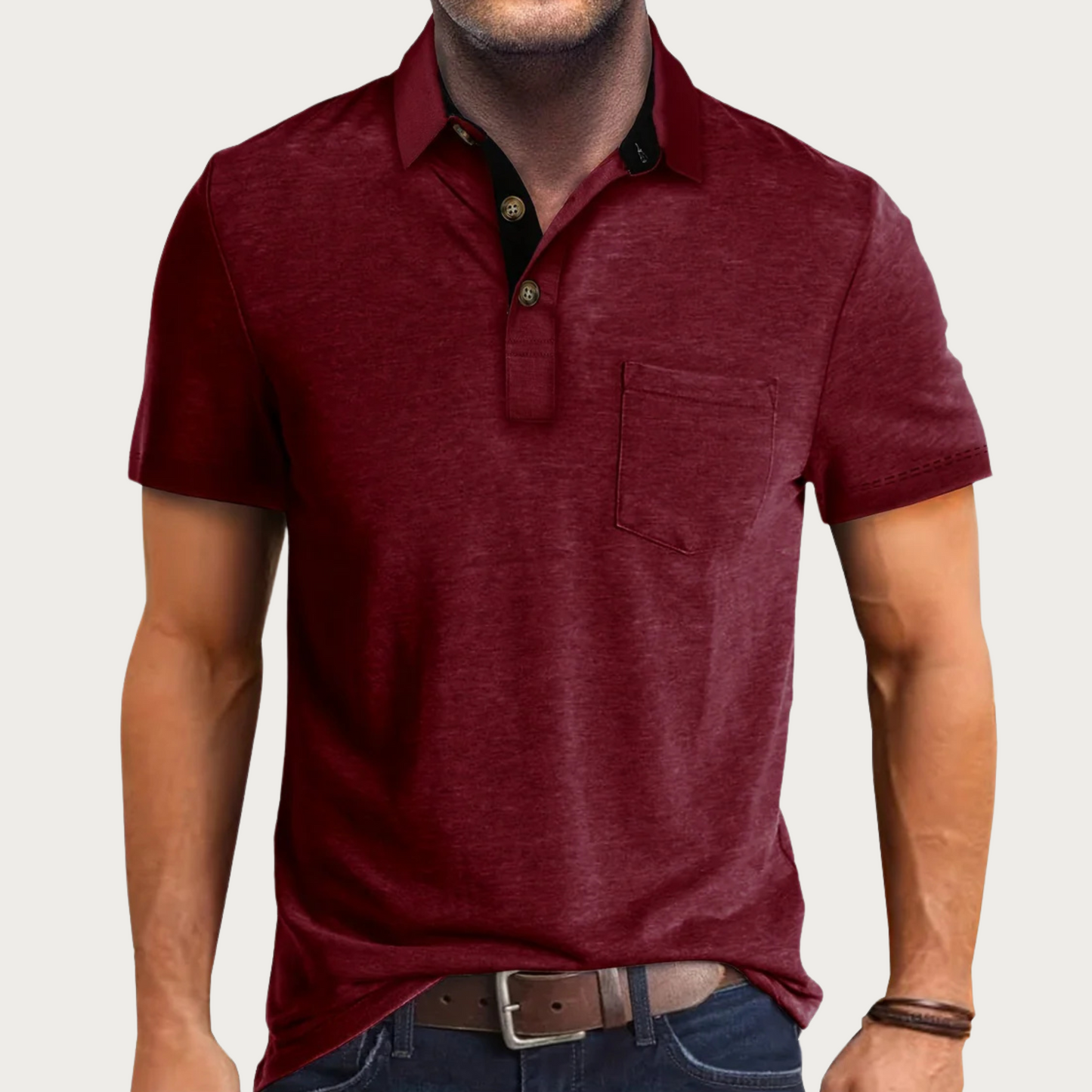 Kortærmet herrepoloshirt med brystlomme