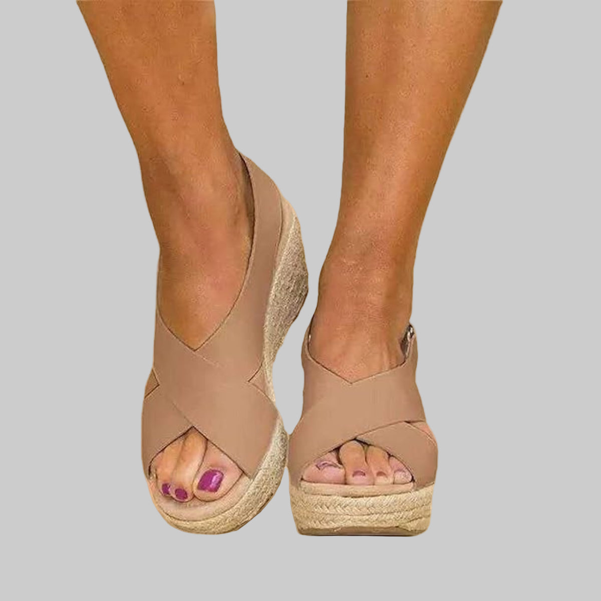 Krydsede espadriller med kilehæl til damer