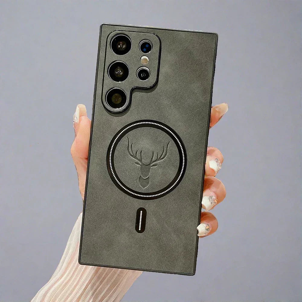 Lædercover til telefon | Magnetisk trådløst opladningscover