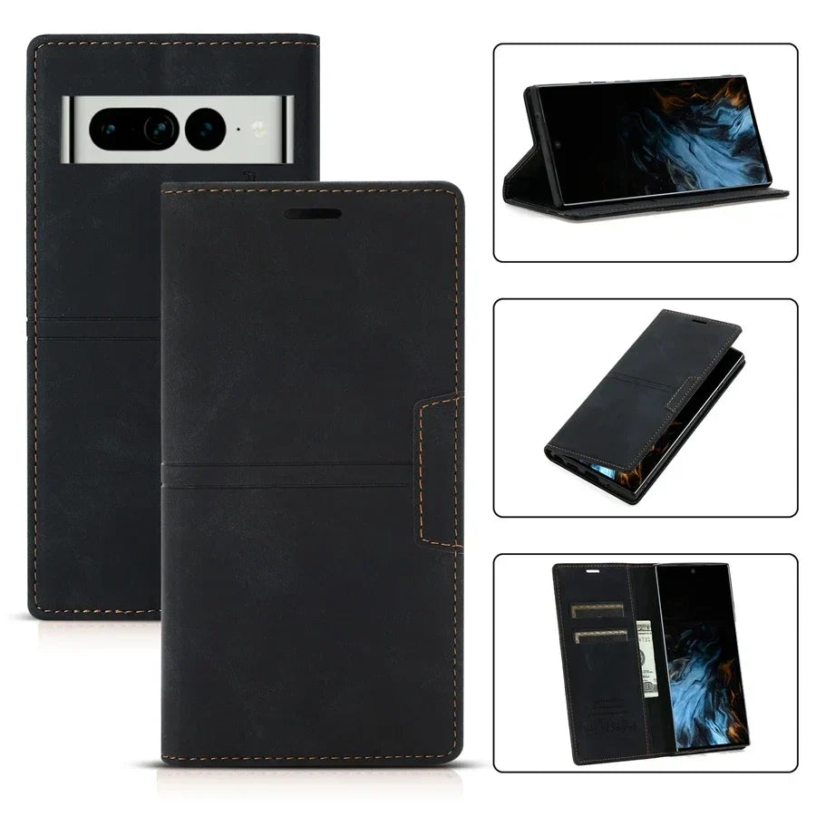 Læderpungetui | Magnetisk flipcover med beskyttelsesfunktion