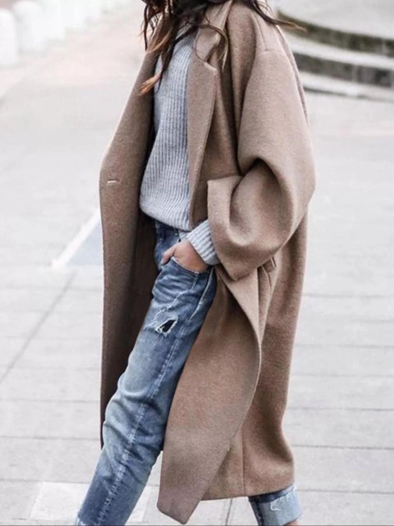 Lang oversized frakke til damer