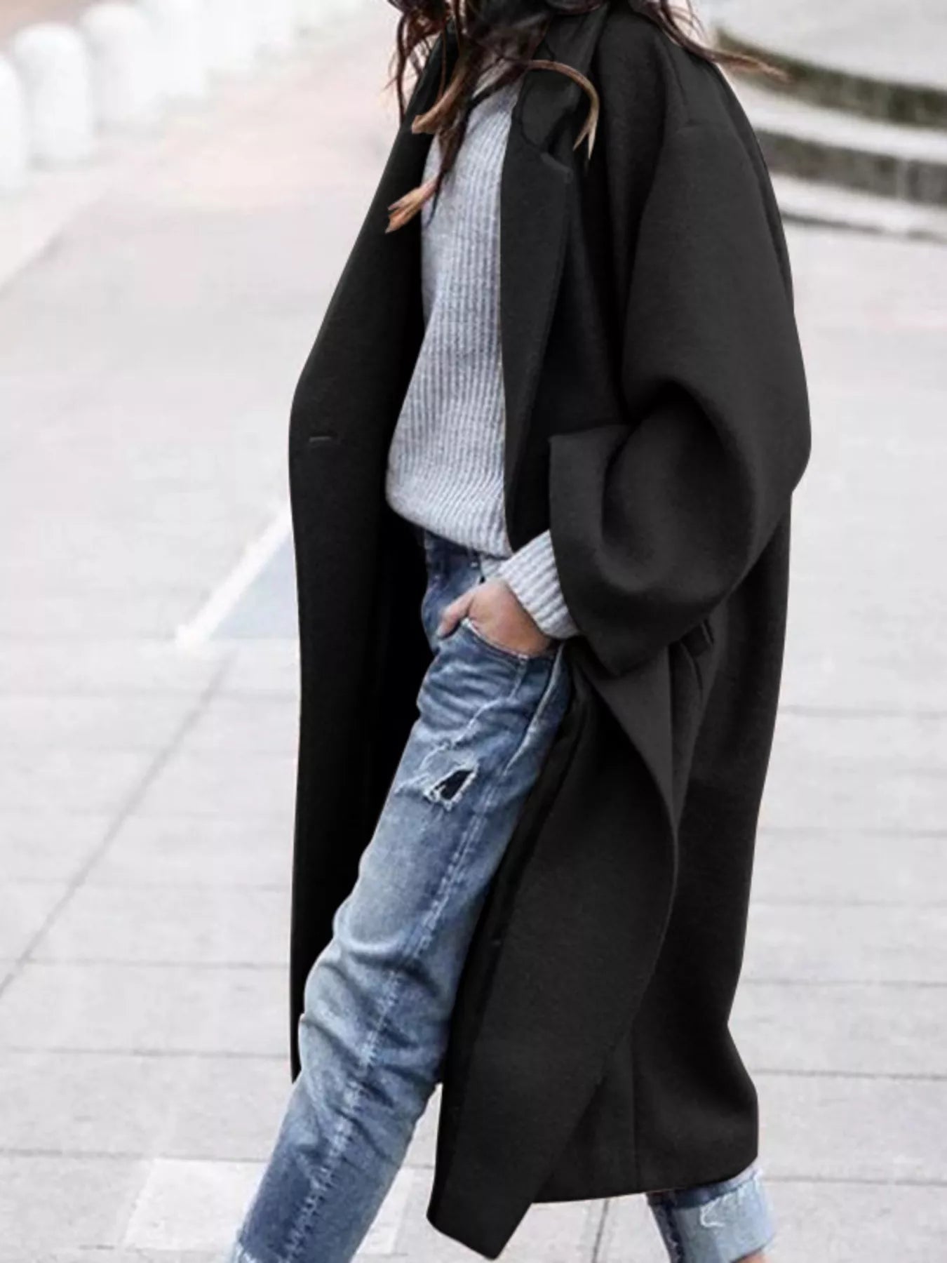 Lang oversized frakke til damer