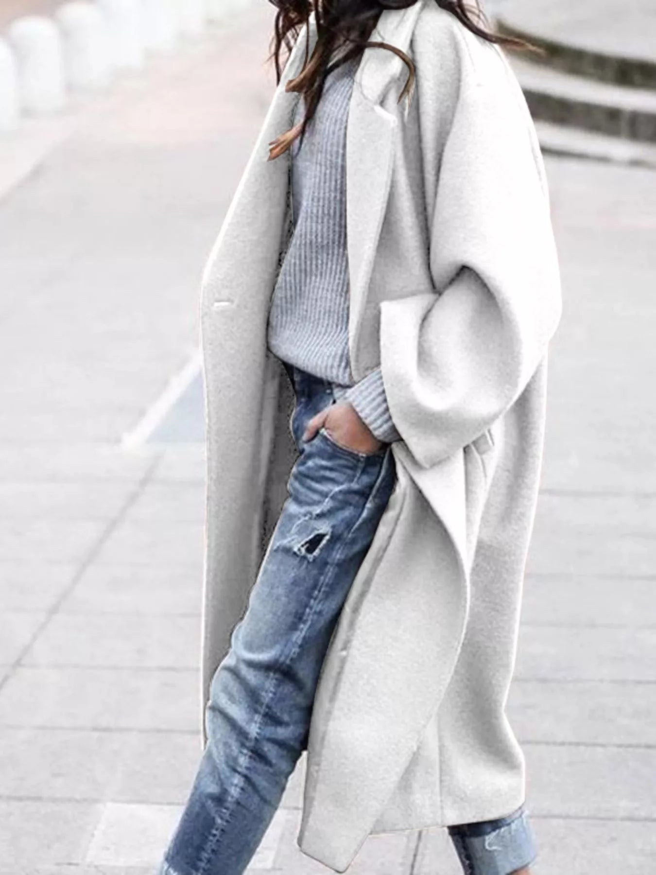 Lang oversized frakke til damer