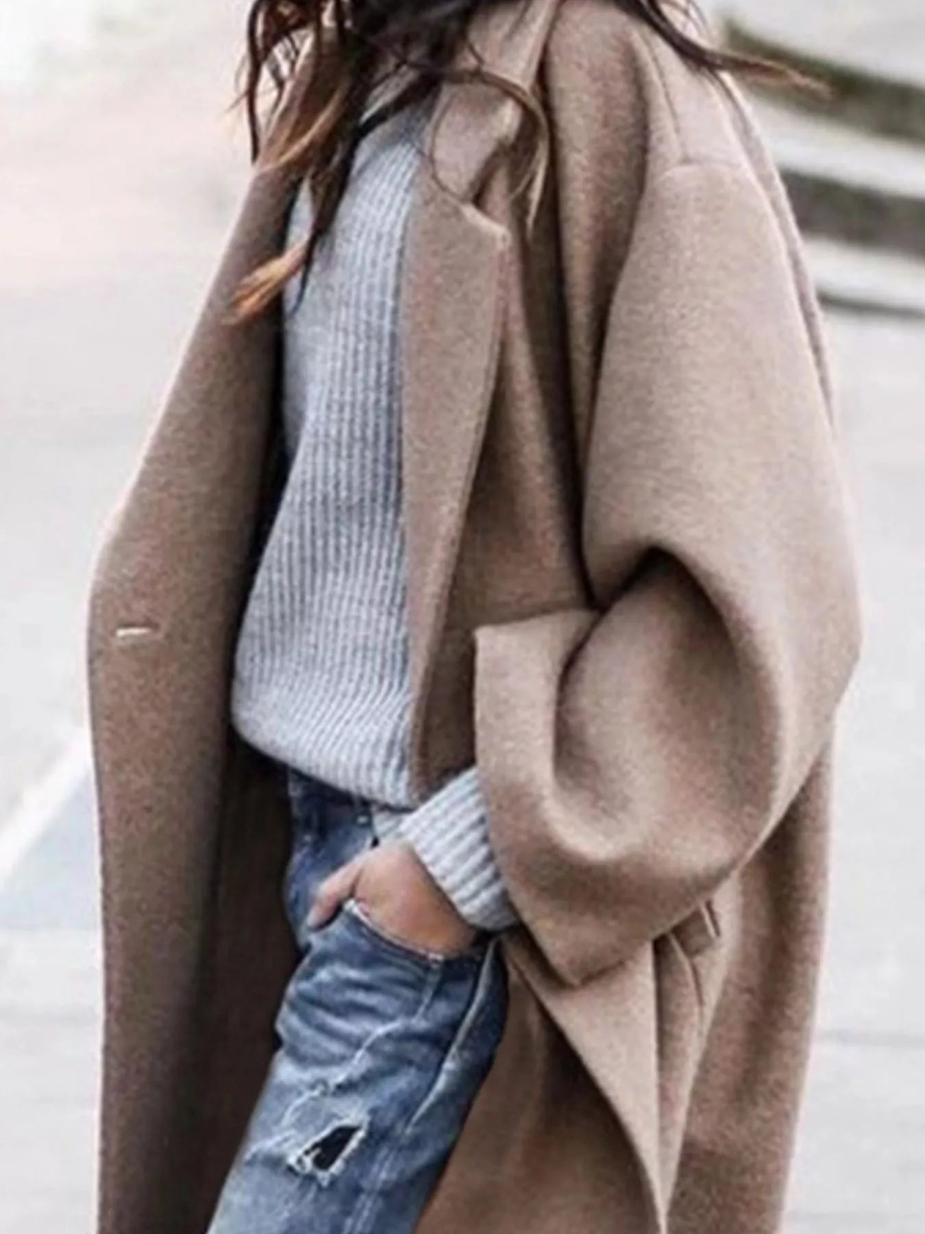 Lang oversized frakke til damer