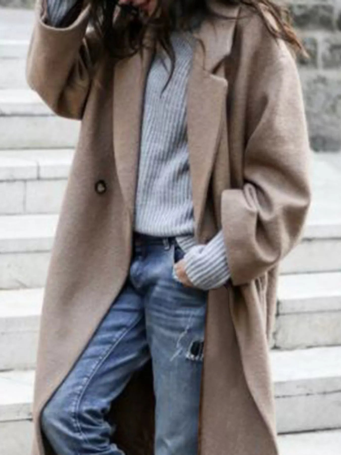 Lang oversized frakke til damer