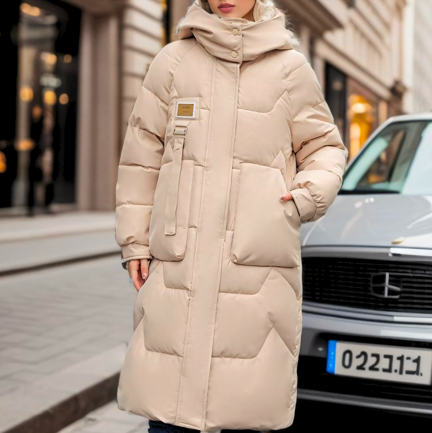 Lang oversized vatteret damefrakke