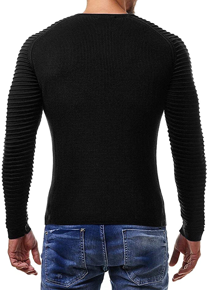Lang plisseret strikket pullover til mænd
